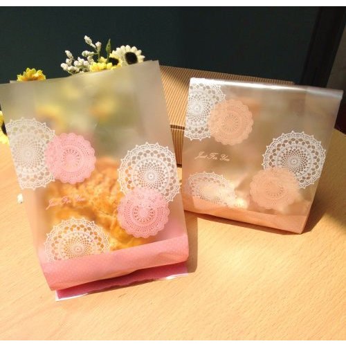 韓國浪漫蕾絲平口袋21.5*13cm塑膠袋粉色10入20元包裝袋,禮品袋,餅乾袋opp袋~手工皂袋~幸福小品包裝舖
