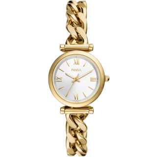 FOSSIL Carlie 復古金羅馬時刻手鍊式女錶 金色不鏽鋼錶帶 （ES5329）