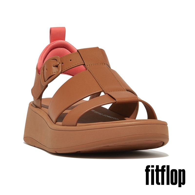 【FitFlop】女 F-MODE 全新厚底皮革漁夫涼鞋-12-15109-駝色/玫瑰珊瑚色-00