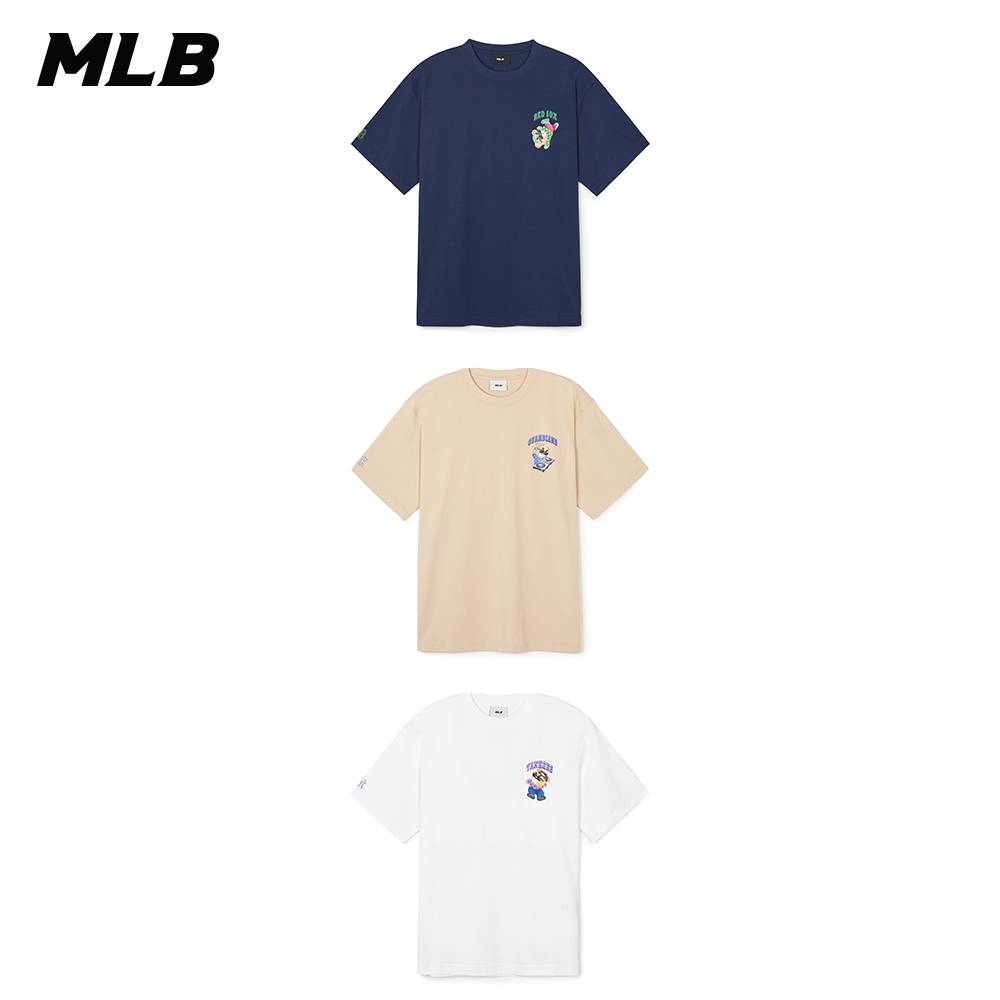 MLB 男女款 短袖T恤 Mega Bear系列 紅襪/守護者/洋基隊 (3ATSE0243-三款任選)【官方旗艦店】