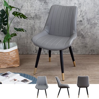 Boden-艾維工業風灰色耐刮皮革餐椅/單椅