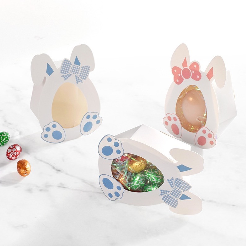 ◎5入◎復活節兔子彩蛋透明開窗小禮盒/巧克力糖果包裝盒/雪Q餅牛軋糖包裝禮物盒