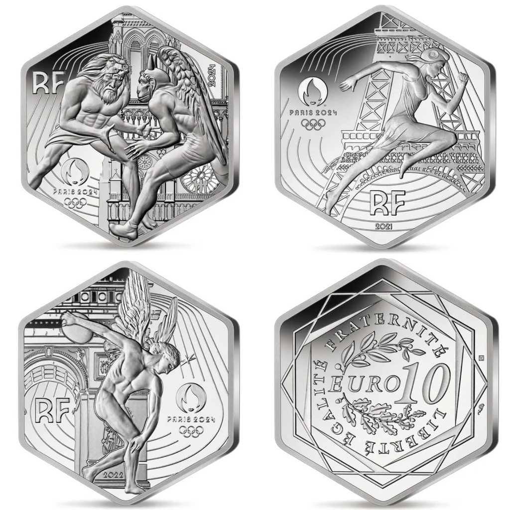 2024巴黎奧運 官方紀念幣 10歐元 六角形 法國 卡裝 Paris 2024 周邊 收藏品 紀念品 異形幣