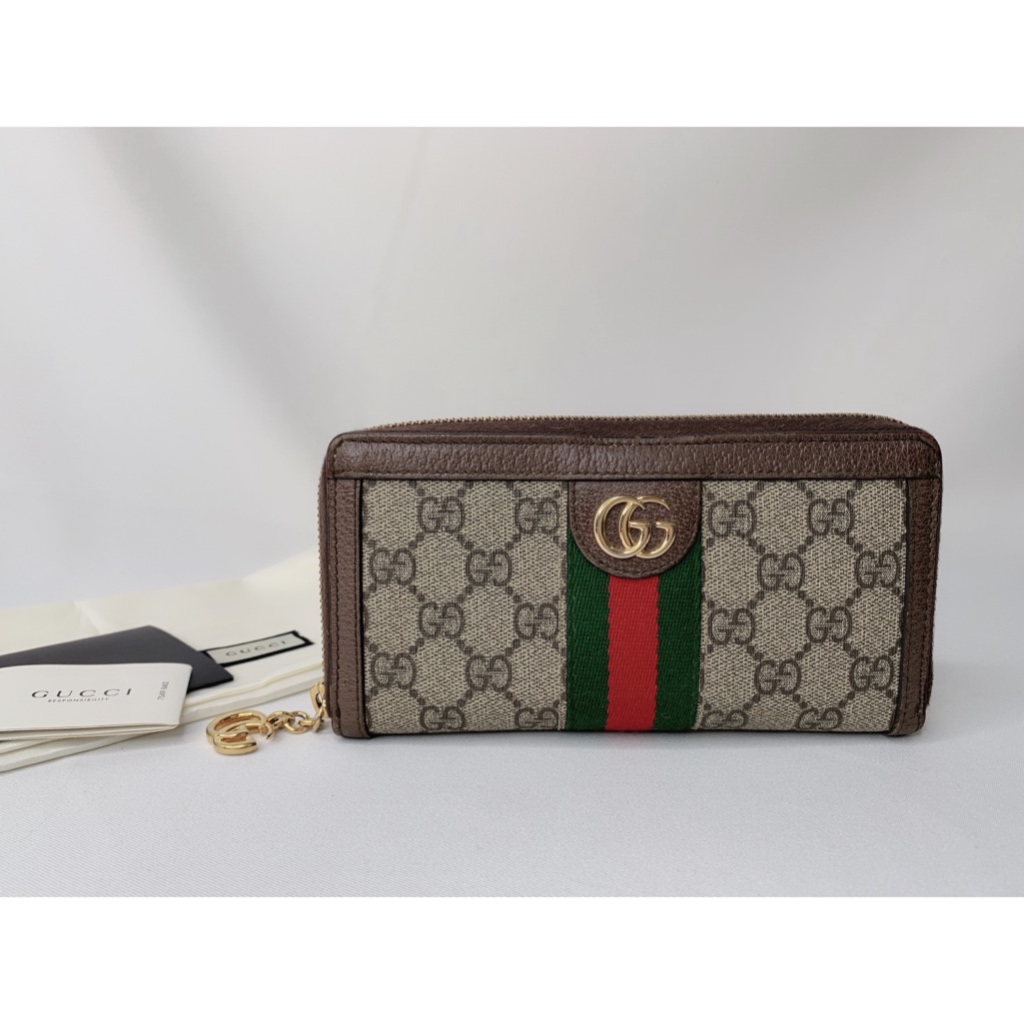 GUCCI Ophidia老花帆布拉鍊長夾