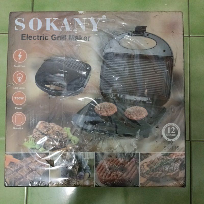 歡樂小舖-SOKANY SK-116 多功能 雙面 110V 750W 電烤盤 熱壓機
