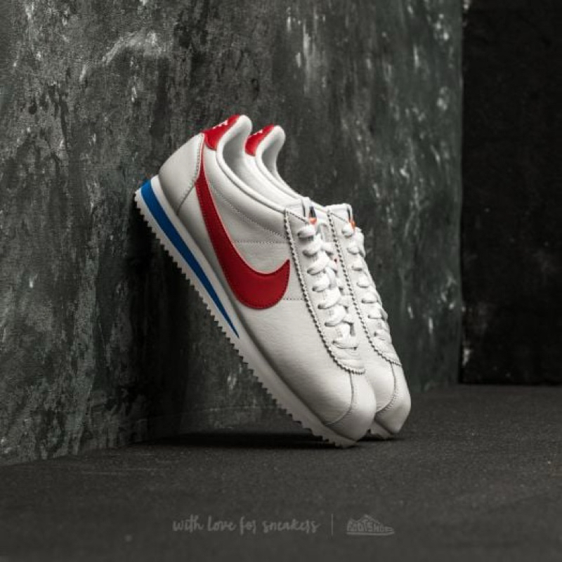 Nike Wmns Classic Cortez Leather 807471-103 皮革白藍紅經典阿甘鞋 US6.5