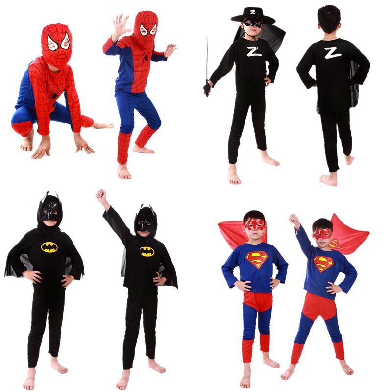 ★CC派對★現貨 蜘蛛人服裝 蝙蝠侠服裝 超人服裝 佐羅蒙面俠服裝萬聖節服裝cosplay服裝角色扮演兒童表演服漫威英雄