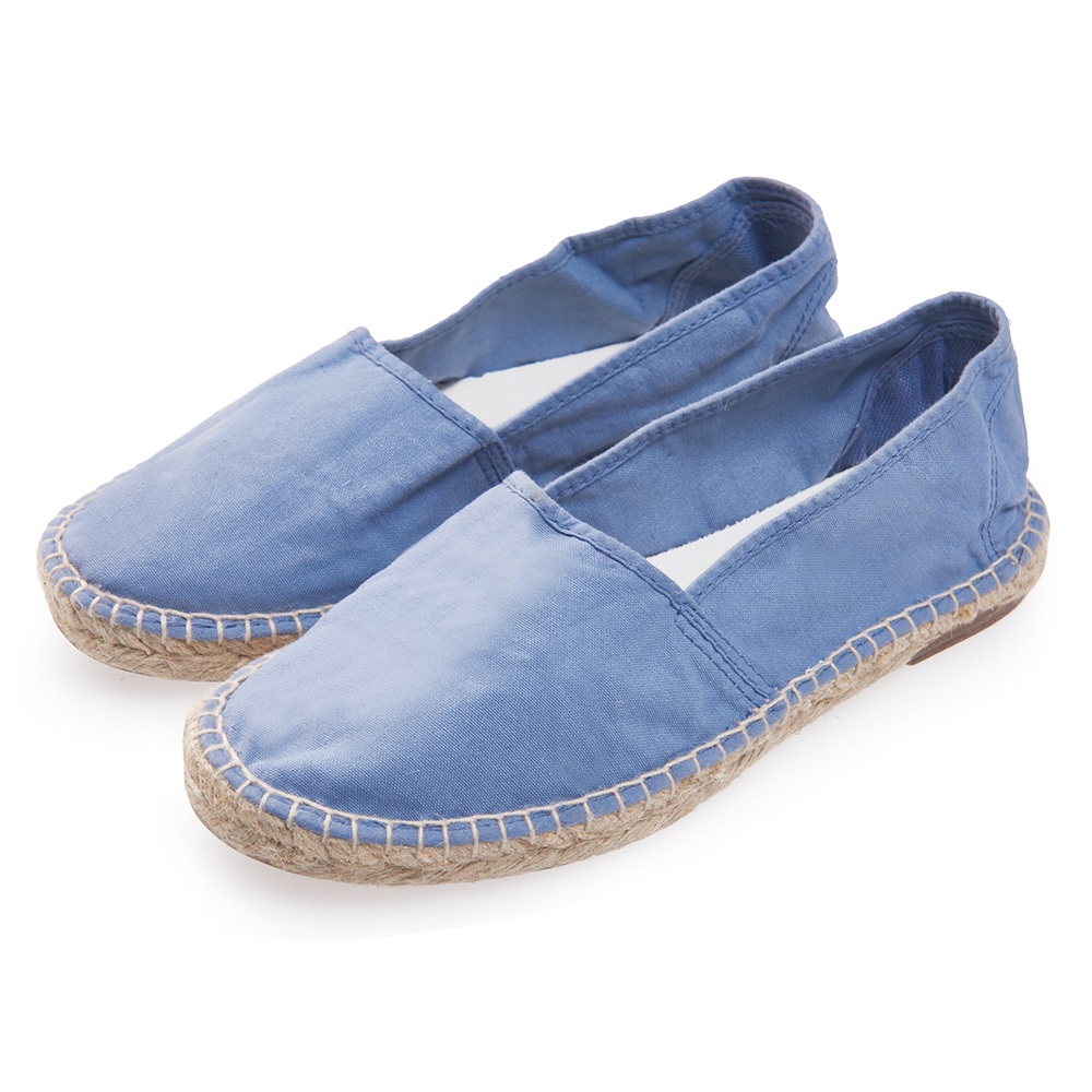 【22.2cm】 Natural World 西班牙休閒鞋 麻邊素色款-藍色