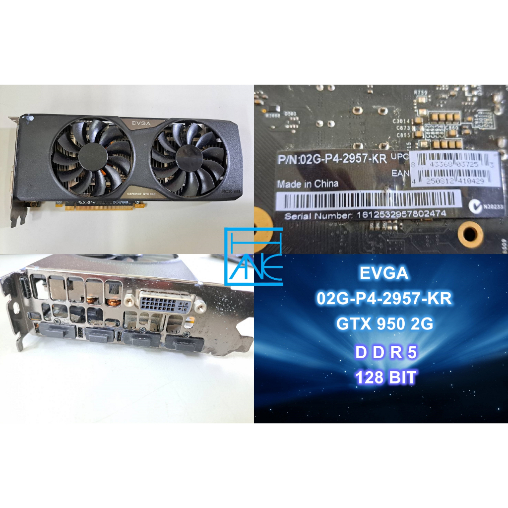 【 大胖電腦 】EVGA艾維克 02G-P4-2957-KR 顯卡/GTX950 2G/HDMI/保固30天/實體商店