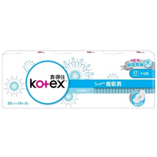靠得住Kotex衛生棉／超吸洞 瞬吸蜂巢 乾爽網層／日用23cm(15片X3包)