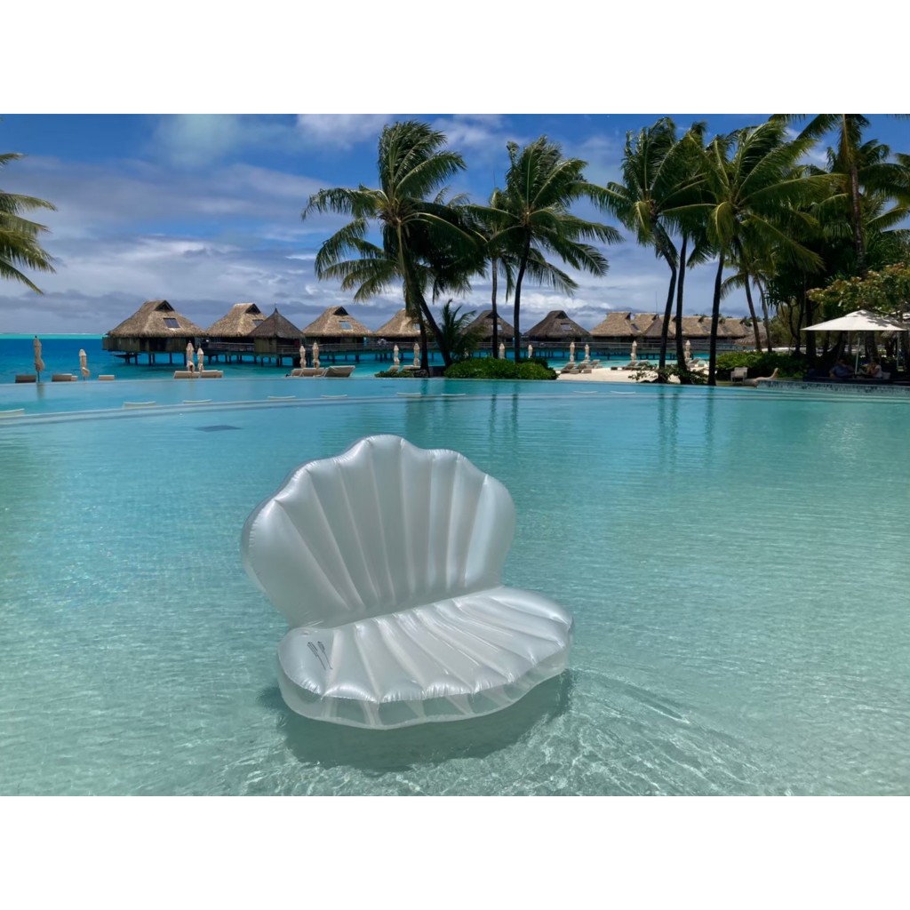 珍珠沙發水上漂浮墊  白色貝殼漂浮氣墊  加厚充氣浮床  網紅水上躺椅  二手加厚浮排  現貨