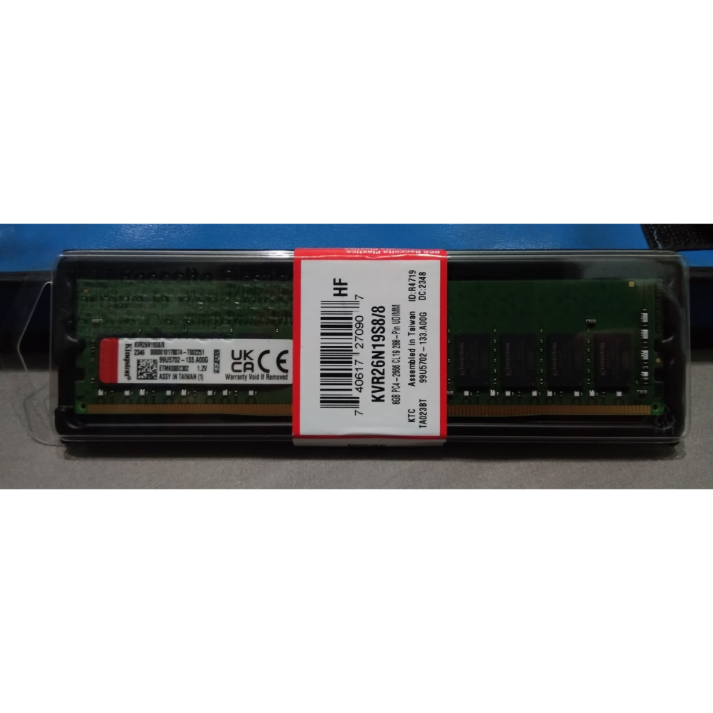盒裝 金士頓 KVR26N19S8/8 (DDR4 2666 8G) 桌機記憶體