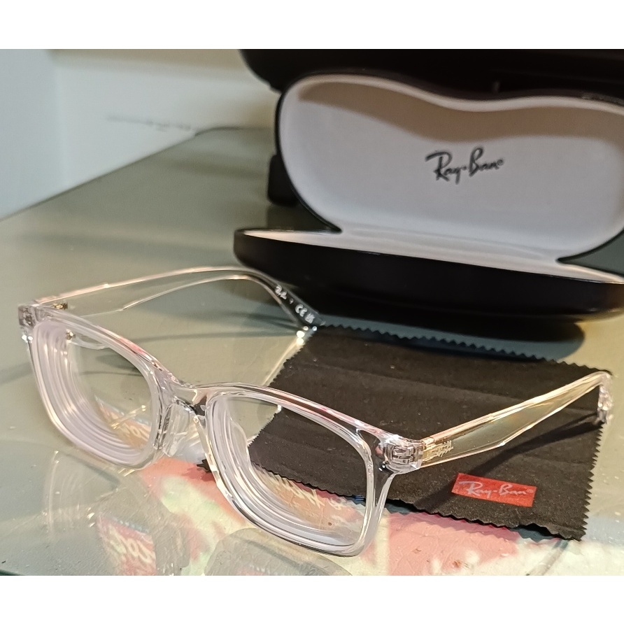 【特賣 原廠公司貨 附購買證明RayBan 雷朋晶透大鏡面光學眼鏡、鏡架 RB7059D 2001 透明框】