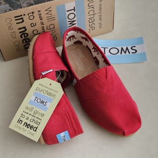 全新 TOMS 經典編織麻底休閒鞋帆布鞋懶人鞋 女款 紅色 7M