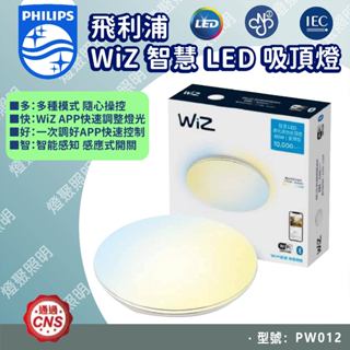【燈聚】Philips 飛利浦 WiZ 智慧 LED 吸頂燈 星鑽版 2年保固 適用8~12坪 PW012