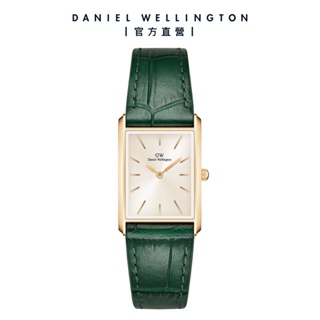 【Daniel Wellington】DW Bound 32x22mm 經典摩登伯朗大道綠皮革方錶-香檳金錶盤-香檳金框