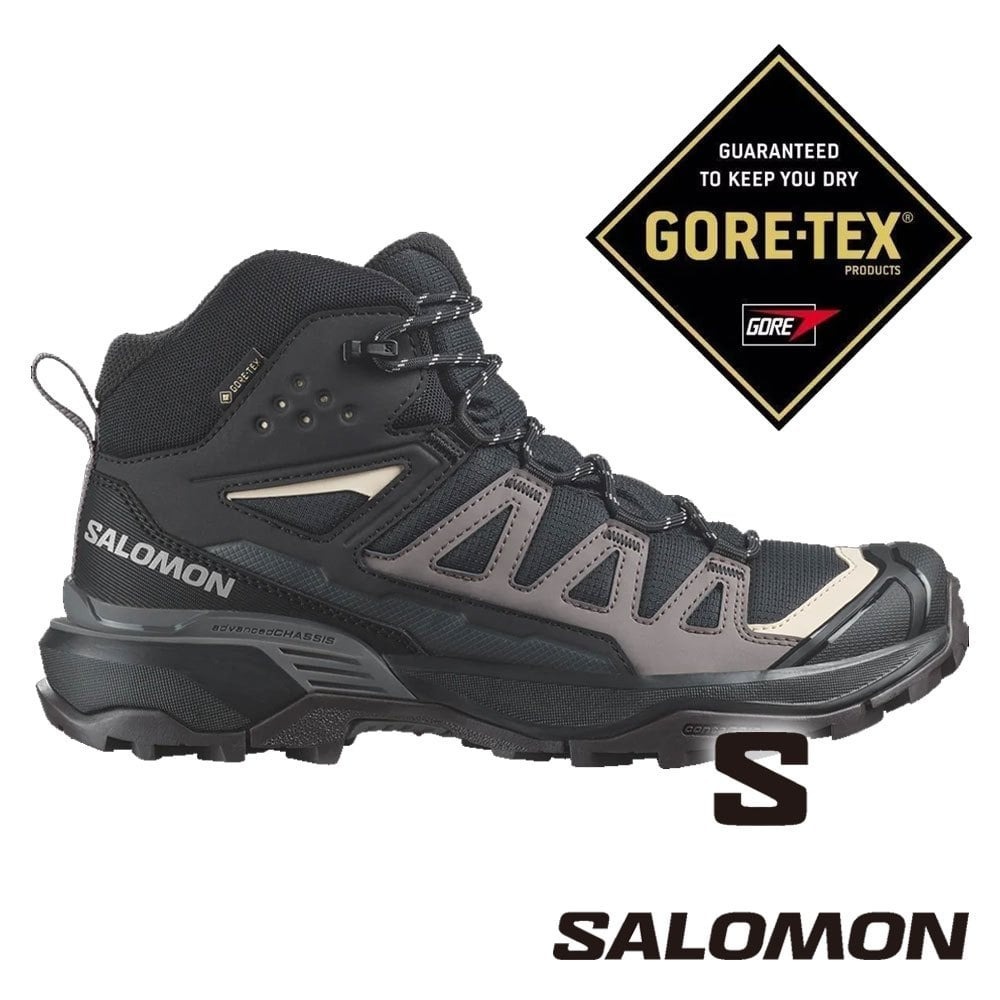 【SALOMON 法國】女中筒登山鞋GT X ULTRA 360『黑/紫/粉咖』474486 戶外 露營 登山 健行