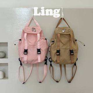 【Ling】抽繩造型多口袋單肩包後背包