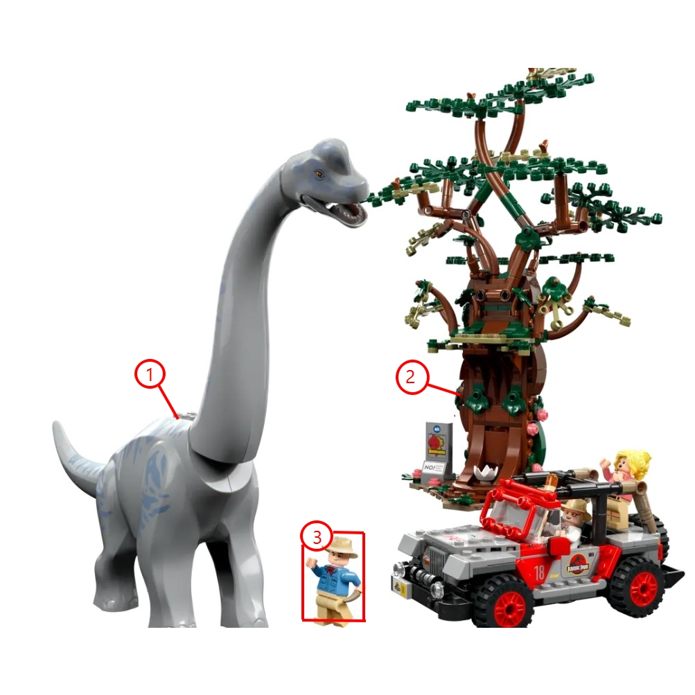 LEGO 76960 樂高 侏羅紀公園 侏羅紀世界 腕龍登場 拆賣 #2場景 大樹 #3人偶 亞倫·葛蘭特 空紙盒