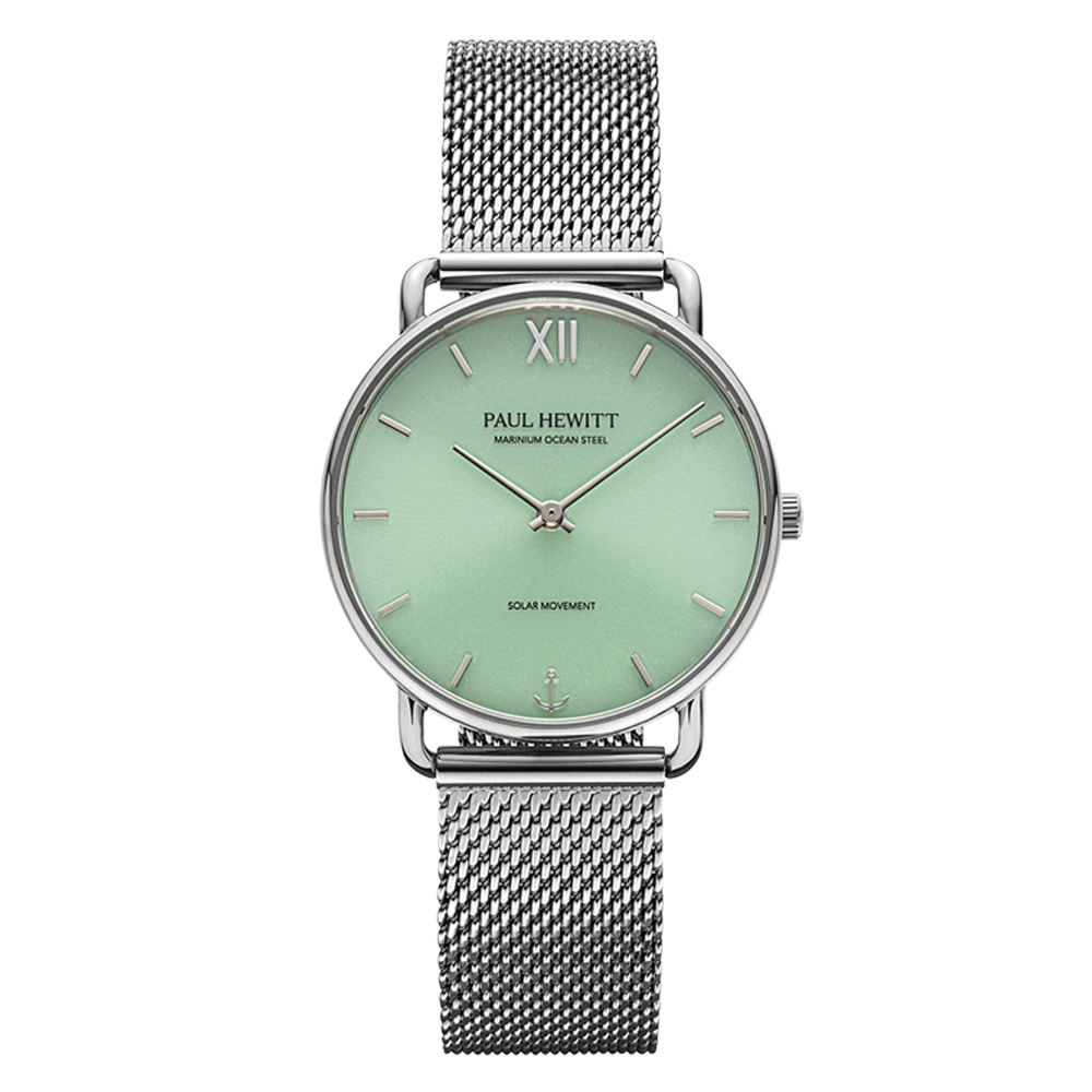 PAUL HEWITT銀殼青檸綠光動能海洋鋼腕錶PH-W-0514