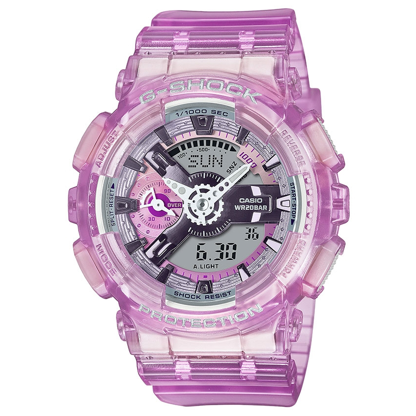 CASIO卡西歐 G-SHOCK 寶石粉紅 半透明 人氣雙顯手錶 GMA-S110VW-4A