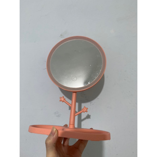 桌上型化妝鏡 鏡子 圓形化妝鏡 （沒電了）/粉