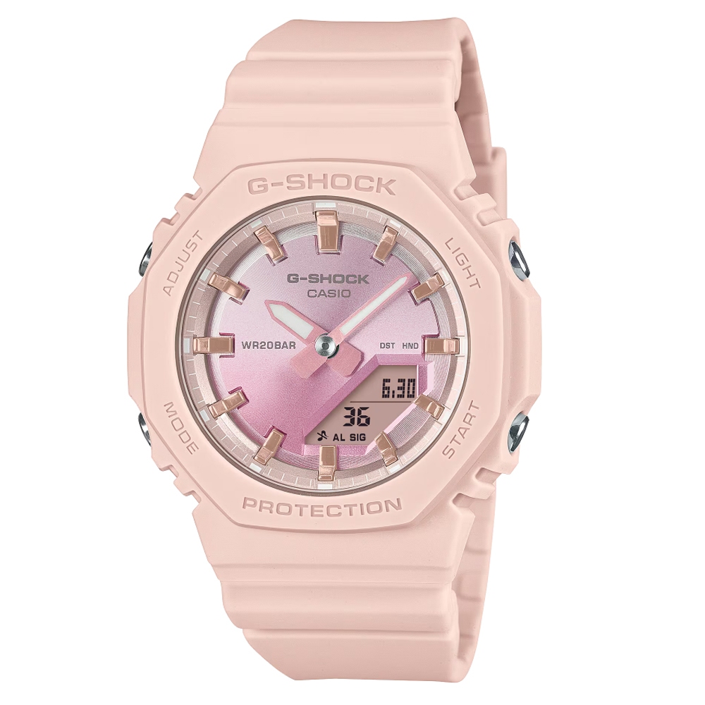 CASIO 卡西歐(GMA-P2100SG-4A) G-SHOCK WOMEN 迷你農家橡樹 夏季日落精巧雙顯錶-粉