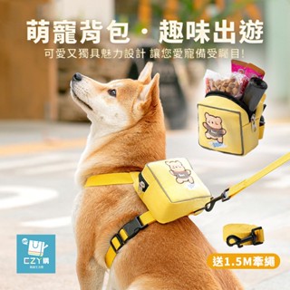 【臺灣現貨】揹包造型寵物胸背帶 貓狗適用 贈送1.5m牽繩 寵物外出揹包