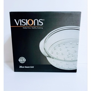 全新 未用 VISIONS 康寧 透明 蒸格 20cm 耐熱 陶瓷 玻璃