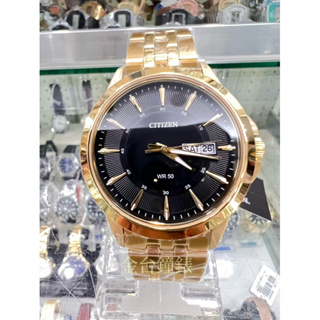 【金台鐘錶】CITIZEN星辰 BF2013-56E (黑x金) 時尚簡約風 防水50米 (男錶)