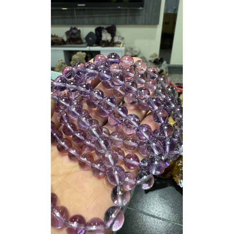 B45 頂級玻璃體 玻利維亞 帶微黃 紫水晶 手珠 手串 手鍊