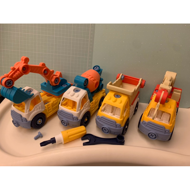 二手-可拆卸-螺絲起子、仿真 工程車玩具  慣性車 模擬工程車 兒童 工程車玩具 挖土機 堆土機 挖掘機 交通造型玩具