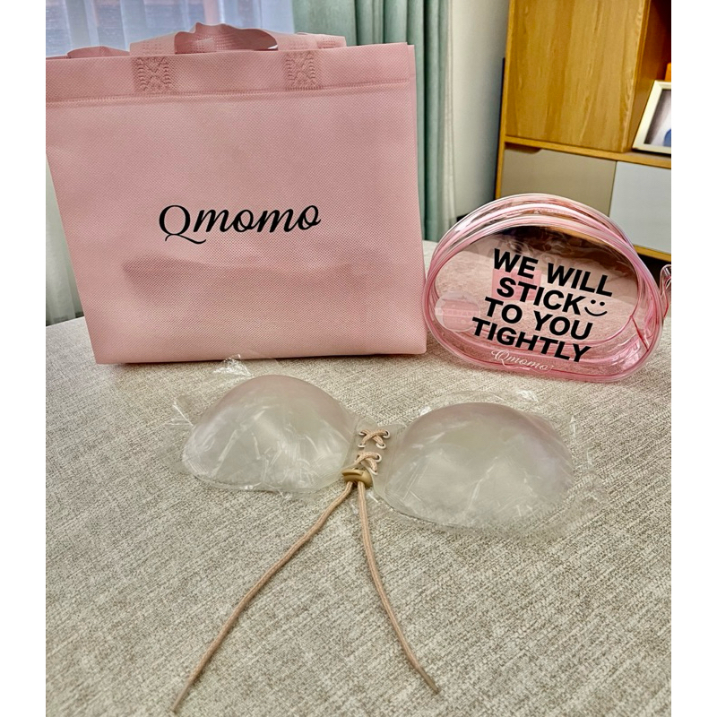 Qmomo羽翼抽繩矽膠隱形胸罩/透明/ TR B/bra