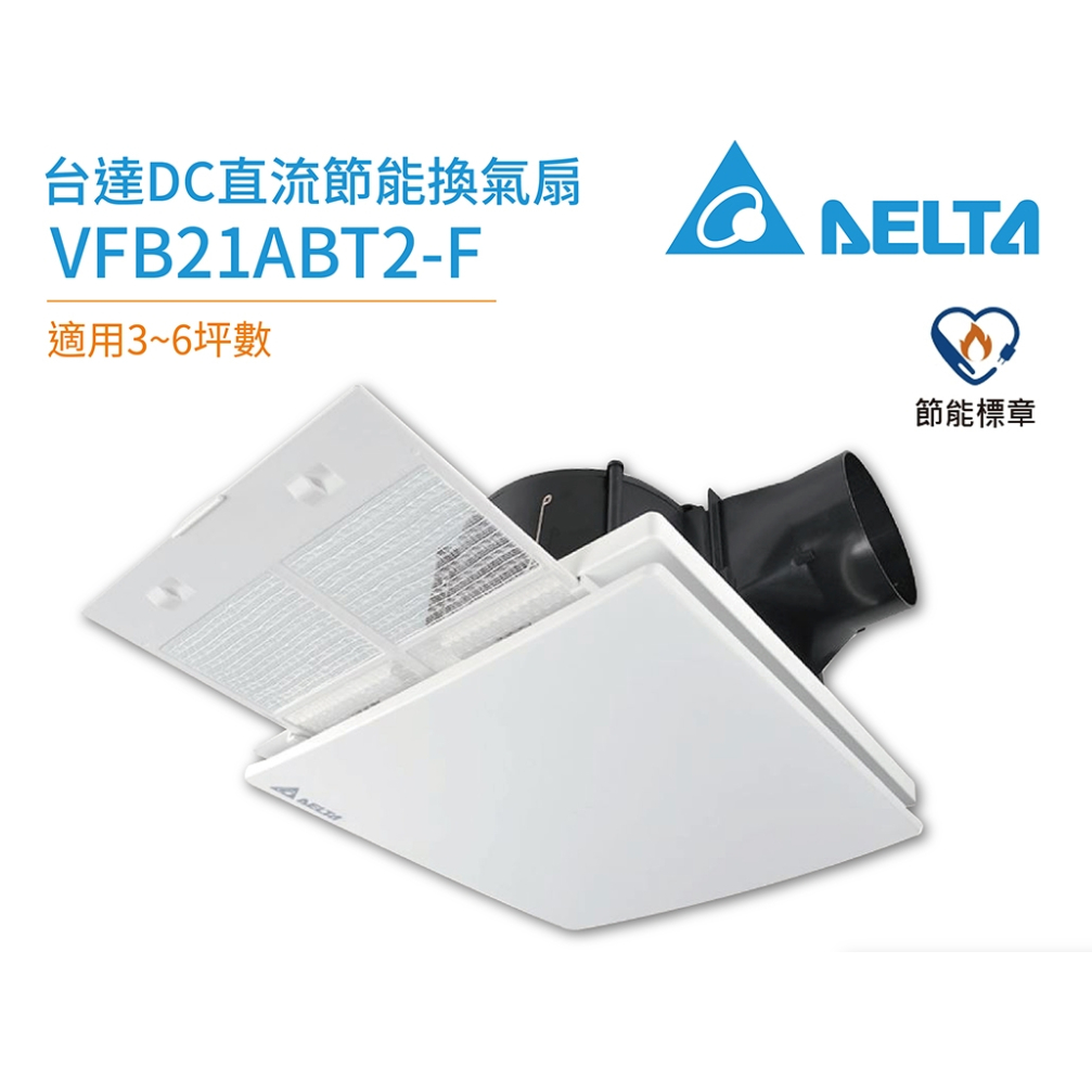 【免運五金】台達 VFB21ABT2-F 側吸濾網型通風扇 濾網型換氣扇 靜音省電