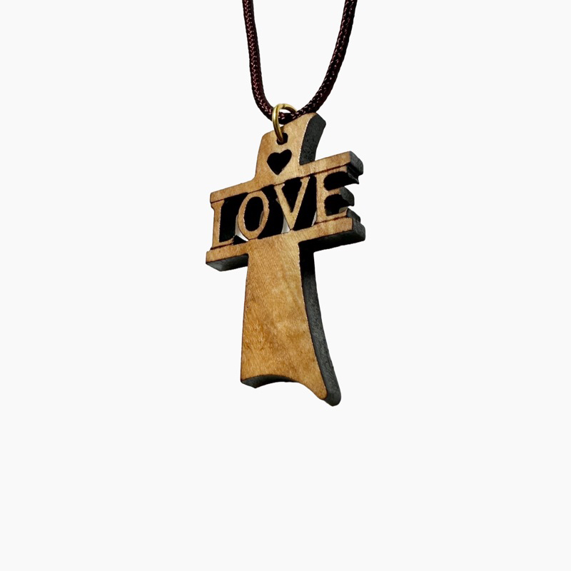 基督教禮品 以色列進口 十字架 橄欖木 飾品 項鍊 LOVE 13-29