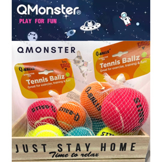 台灣現貨｜Qmonster 四色網球 / 彈力網球發聲玩具 / Q彈網球