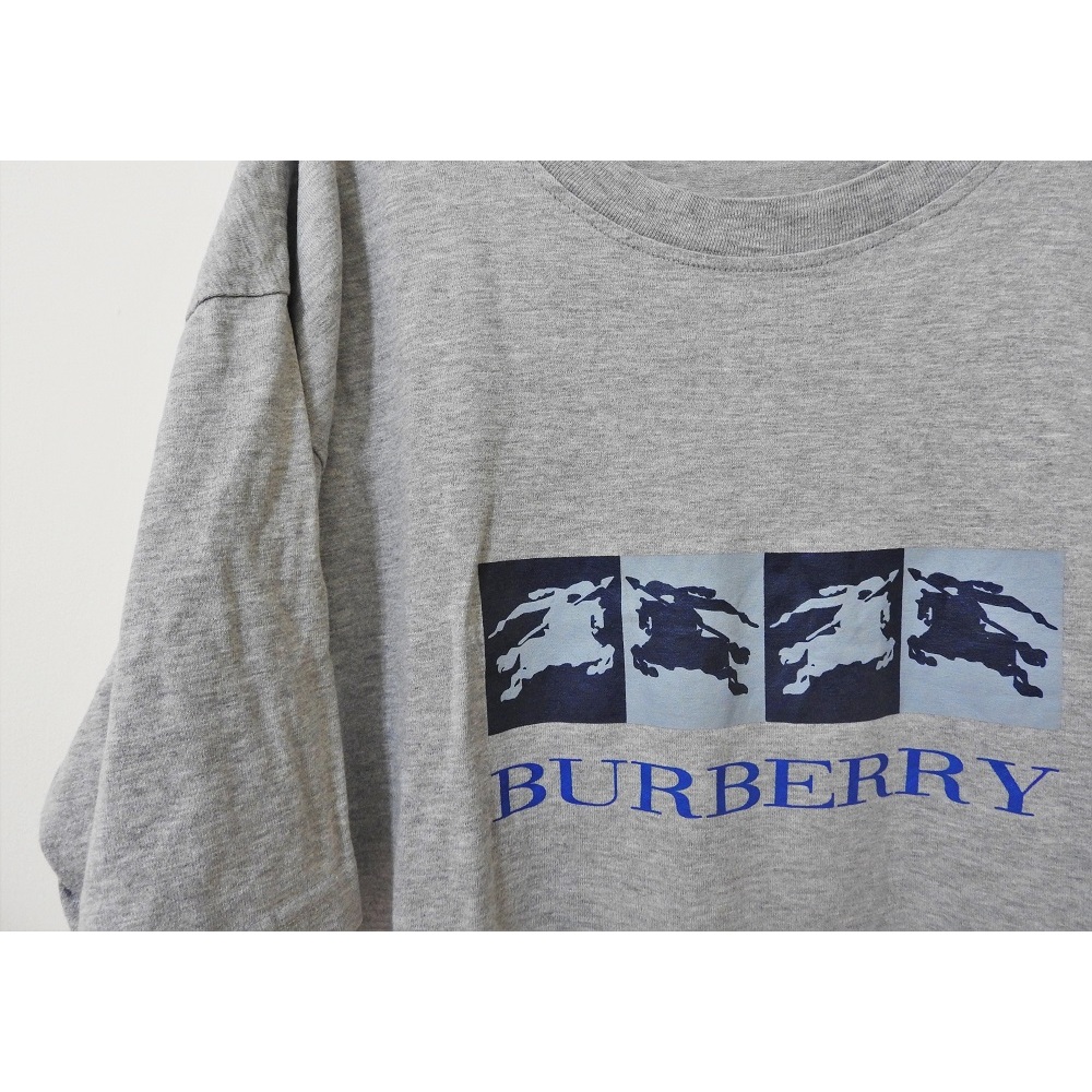 【古著B】日本製🔵BURBERRY 倫敦 短袖T恤🔵巴寶莉 L號 XL 名牌 精品 灰色 寬鬆 二手 復古 男裝 男生
