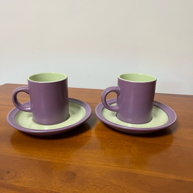 紫色咖啡杯 義式濃縮咖啡杯 迷你咖啡杯 馬克杯 茶杯 陶瓷杯 全新 兩組一套 合售
