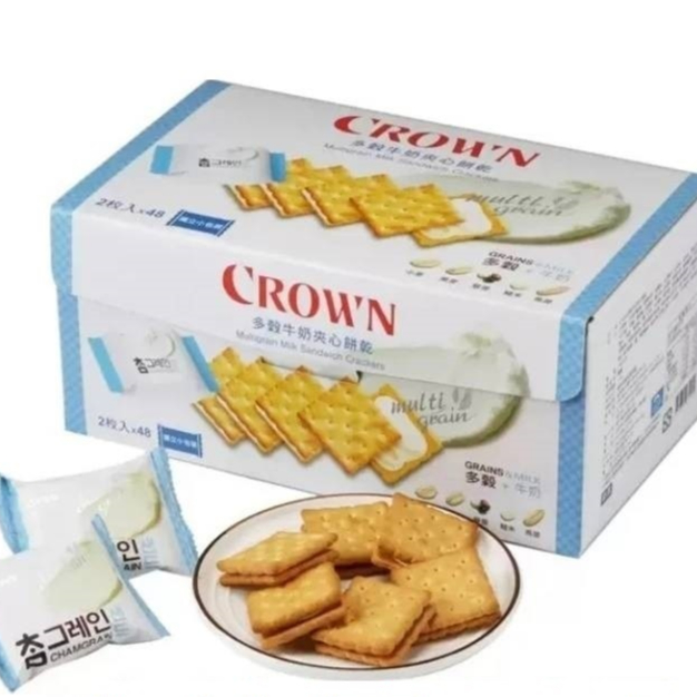 [大量現貨] Crown 多穀牛奶夾心餅乾  16公克/入 韓國 五穀 牛奶 夾心 餅乾 好市多代購 COSTCO代購