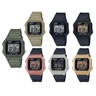 經緯度鐘錶【casio電子錶+專用鏡面貼膜】簡約大字幕 50米防水 復古方形設計 上班 學生 中性男女款 w-217h