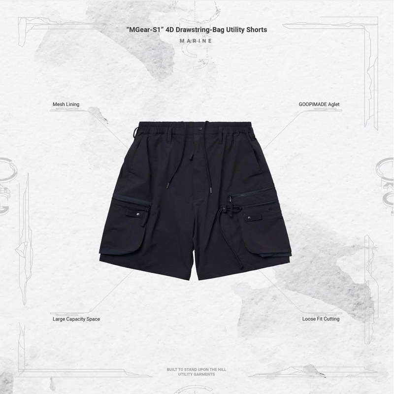 Goopi “MGear-S1” 4D Drawstring-Bag Utility Shorts - Black