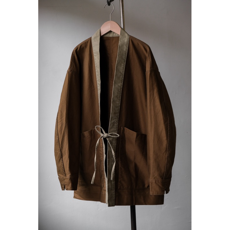 UNITED ARROWS &amp; SONS MOLESKIN LONG TOMMY日本選貨品牌 鼴鼠皮綁帶道袍夾克 日本製