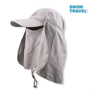 SNOW TRAVEL 休閒三用遮陽帽 AH-4 淺灰 遮陽帽 防曬 登山帽 遮臉 護頸 鴨舌帽 抗UV【陽昇戶外用品】