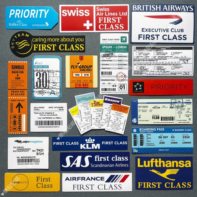 全套20張✈️飛機登機牌航空標籤旅行PVC防水貼紙行李箱貼紙裝飾RIMOWA風格