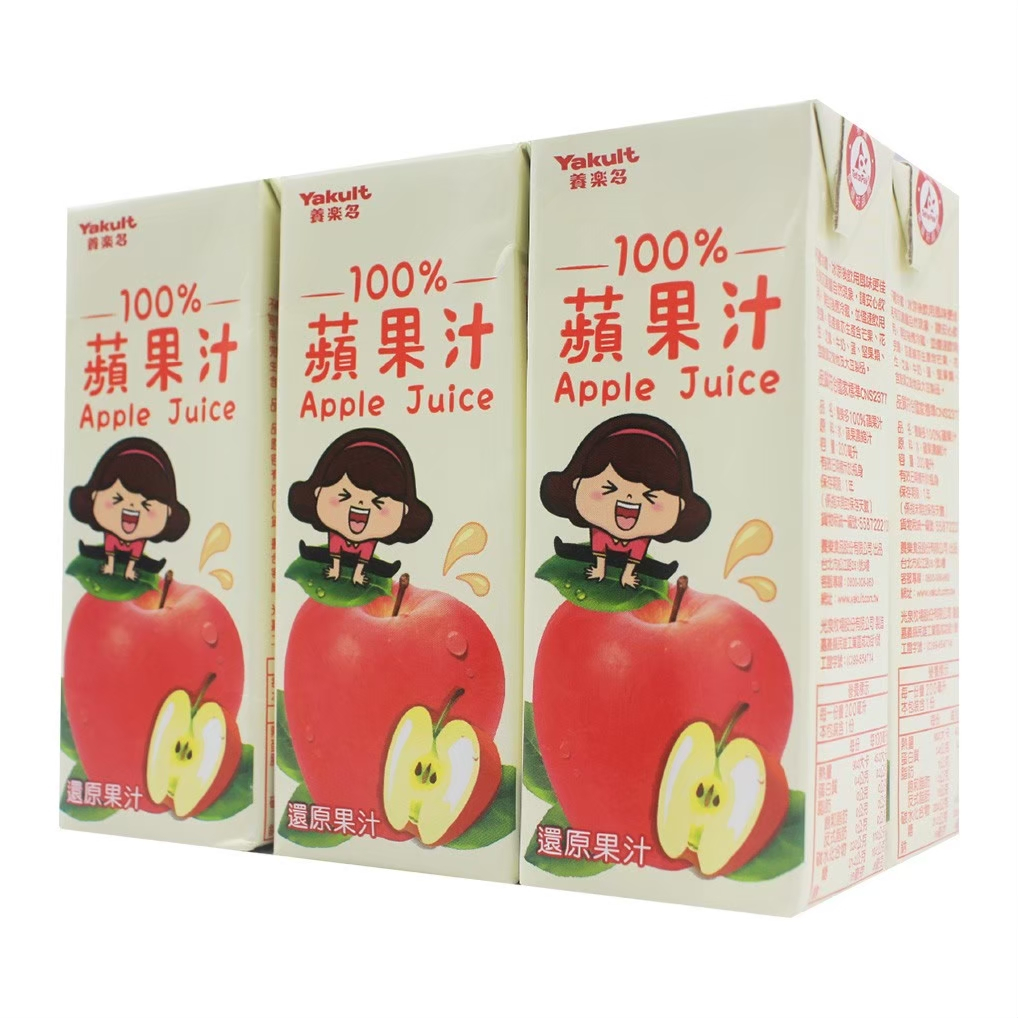 【Yakult 養樂多】100%蘋果汁  (200ml*6入/組)  #外觀凹損 完美主義者請勿下單#