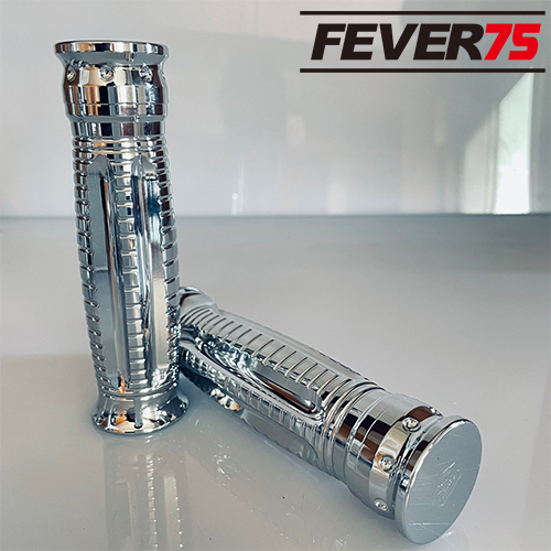 Fever75 哈雷CNC傳統拉線式油門把手套 榴槤造型亮銀款