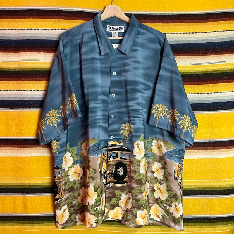 古著•Nuzi_s • 夏威夷風黃藍襯衫 夏威夷襯衫、花襯衫 S4032014