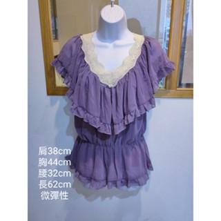 【全新】東京著衣 雪紡蕾絲 短袖上衣/M