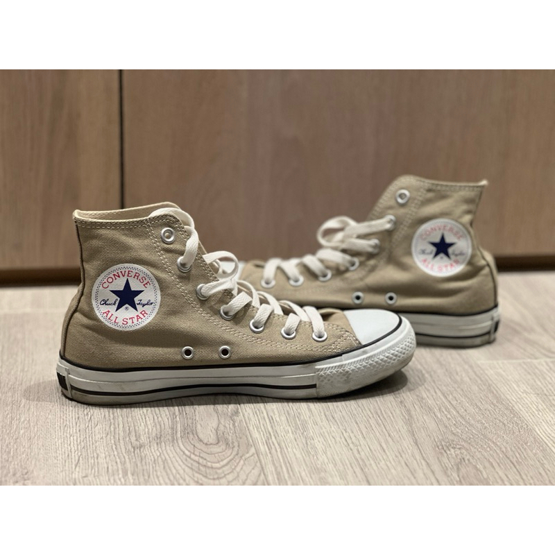 ［9成新］Converse 高筒鞋 奶茶色 24