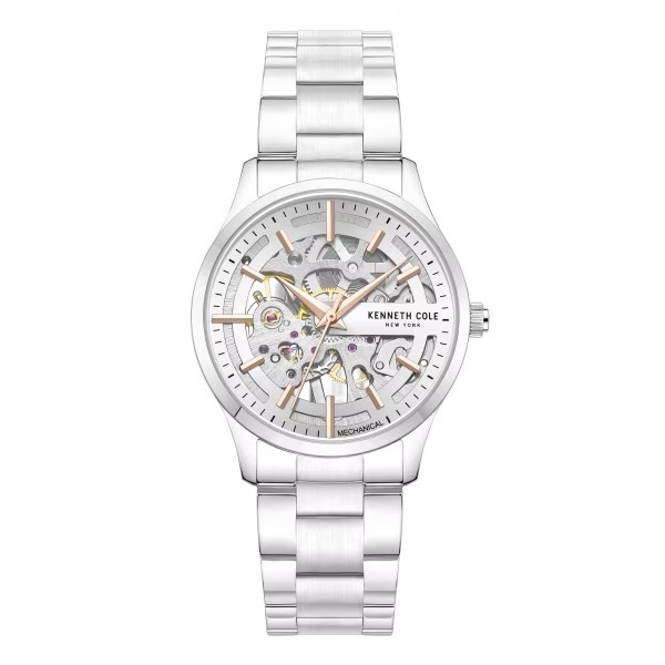 【柏儷鐘錶】 KENNETH COLE 銀鋼時尚鏤空機械錶  KCWLL0031503